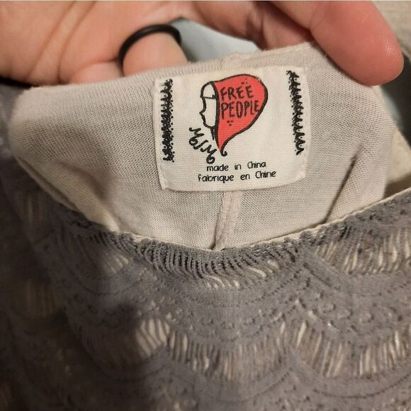 Free People Gray Holly's Stretch 3/4 Sleeve Lace Fitted Mini Dress M - Picture 4 of 4